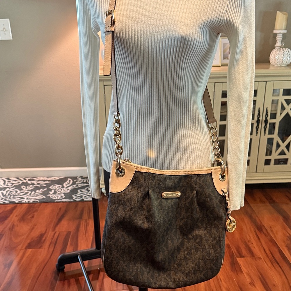 Michael Kors Brown and Tan Crossbody Bag